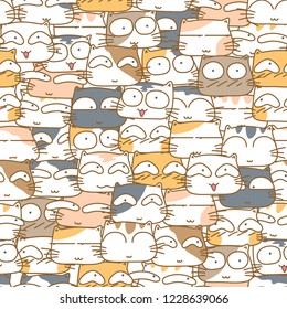 Funny cats seamless pattern background