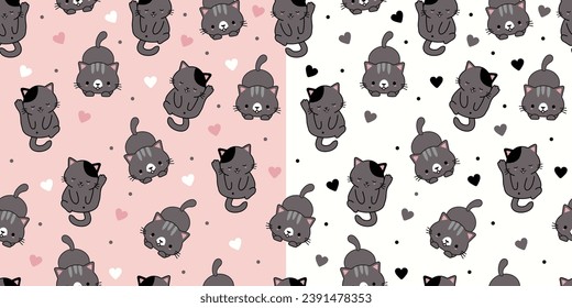 Funny cats seamless pattern, cute  kitten background