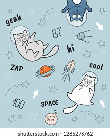 Funny cats in space poster design