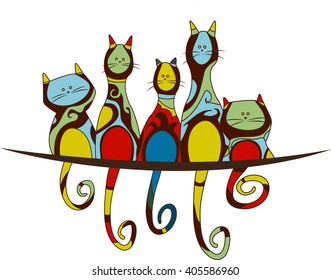 Funny cats. Vector illustration.