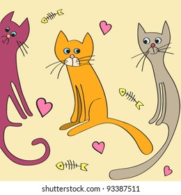 funny cats. vector illustration.