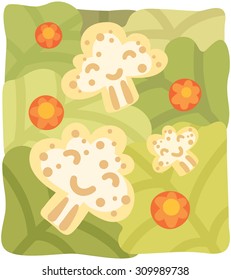 funny cauliflower on the background of green salad