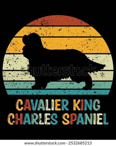 Funny Cavalier King Charles Spaniel Vintage Retro Sunset Silhouette Gifts Dog Lover Dog Owner Essential T-Shirt