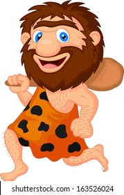 Divertido hombre de las cavernas de dibujos animados