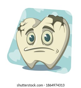 personaje divertido de caricatura de dientes de cavidad
