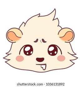 Funny cavy drooling, hungry emoticons - Drooling Face Emoji. Cartoon guinea pig, color head, emoticon,  isolated on transparent background