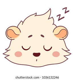 Funny cavy with eyes closed, asleep emoticons  - Sleeping Face Emoji. Cartoon guinea pig, color head, emoticon,  isolated on transparent background 
