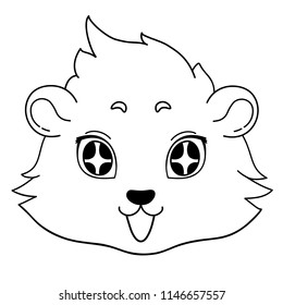 Funny cavy is happy - emoticons icon joy, Star-Struck emoji. Cartoon guinea pig, line drawing, encouraged emoticons, isolated on transparent background 