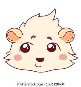 Funny cavy pondered - speculation emoticons,   pensive emoji. Cartoon guinea pig, color head, emoticon,  isolated on transparent background