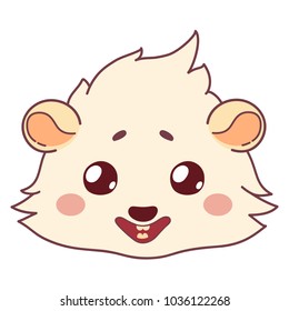 Funny cavy smiling - emoticons icon smile, smile emoji. Cartoon guinea pig, color head, emoticon smile, isolated on transparent background 