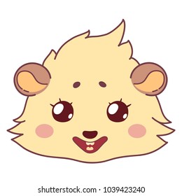 Funny cavy smiling - emoticons icon smile, girl smile emoji. Cartoon guinea pig, color head, emoticon smile, isolated on transparent background