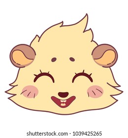 Funny cavy smiling - emoticons icon smile, girl laugh emoji. Cartoon guinea pig, color head, emoticon smile, isolated on transparent background