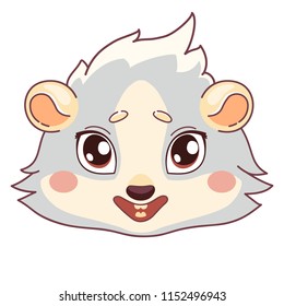 Funny cavy smiling - emoticons icon smile, smile emoji. Cartoon guinea pig, color drawing, emoticon smile, isolated on transparent background 