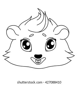 Funny cavy smiling - emoticons icon smile, emoji/Cartoon guinea pig, line drawing, isolated on transparent background 