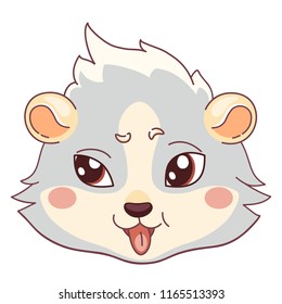 Funny cavy is teases, Mocking Smiley Sticking Tongue Out, Mocking Smiley Emoji Vector Cartoon Clipart. Color Guinea pig, emoji with tongue represent taunting, isolated on transparent background