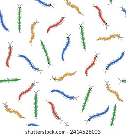 Funny centipedes seamless pattern. Kids print. Vector hand drawn illustration.