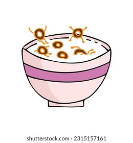 funny cereal swim on milk splash vector Cartoon Mascot Character Vector illustration color children cartoon clipart by wordspotrayal