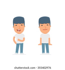 Funny Character Activist in confident and shy poses. for use in presentations, etc.