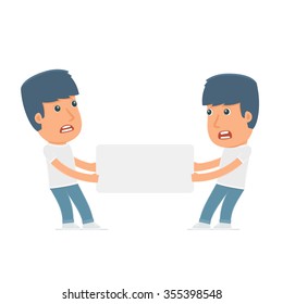 Funny Character Activist holds and interacts with blank forms or objects. Poses for interaction with other characters from this series