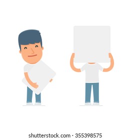 Funny Character Activist holds and interacts with blank forms or objects. for use in presentations, etc.