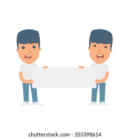 Funny Character Activist holds and interacts with blank forms or objects. Poses for interaction with other characters from this series