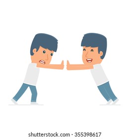 Funny Character Activist holds and interacts with blank forms or objects. for use in presentations, etc.