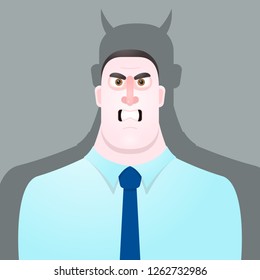 Funny character angry man (boss). Vector illustration.