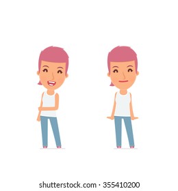 Funny Character Blogger Girl in confident and shy poses. for use in presentations, etc.