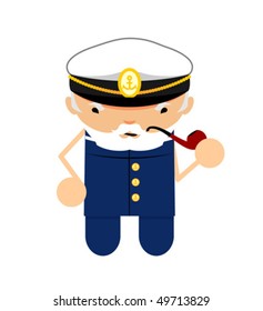 Funny character boatswain with smoking pipe