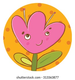 funny character in a children's style. flower