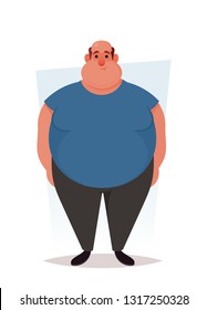Funny Character. Chubby Man. Cartoon Style. Vector Illustration