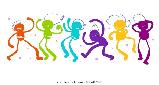 funny character congratulate and dance