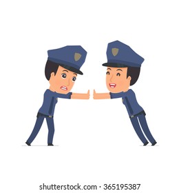 Funny Character Constabulary holds and interacts with blank forms or objects. for use in presentations, etc.