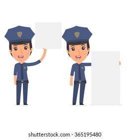 Funny Character Constabulary holds and interacts with blank forms or objects. for use in presentations, etc.