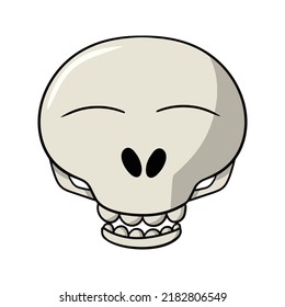 Funny character, Cute cartoon skull closed his eyes, vector illustration in cartoon style on a white background