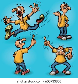 Funny character in different position - vector illustration
