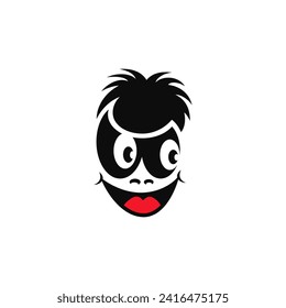 Funny character face vector illustration.