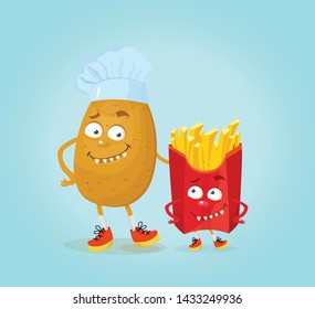 funny character french fries vector illustration