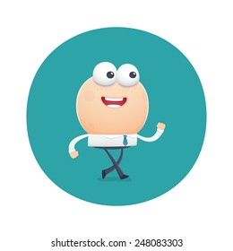 funny character goes to work. cartoon illustration.