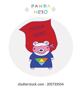 funny character - the hero panda. vector clip art 