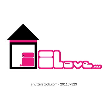 Funny character at home, thinking about love. Cartoon illustration