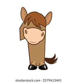 Funny Character Horse Number 1, figure One. Cartoon of number with a animal concept. Calligraphy, lettering, typography for your Education cards or game