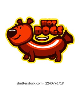 Funny character hot dog logo