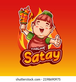 funny character illustration satay template