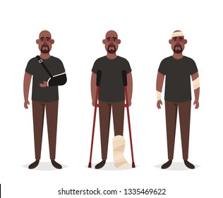 Funny Character. Injured Man. Cartoon Style. Vector Illustration