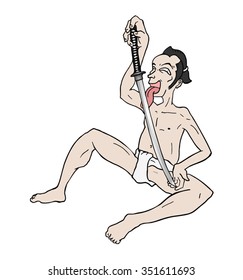 funny character with katana