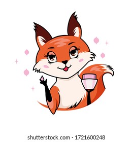 Funny character Little Red Fox hold a cream jar. Concept of Gift Boxes and Beauty Boxes