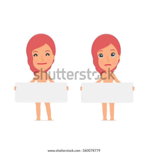 Funny Character Naked Female Holds Interacts Stock Vector Royalty Free Shutterstock