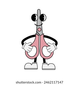 Funny character in retro style. Vector illustration isolated on white background