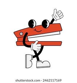 Funny character in retro style. Vector illustration isolated on white background